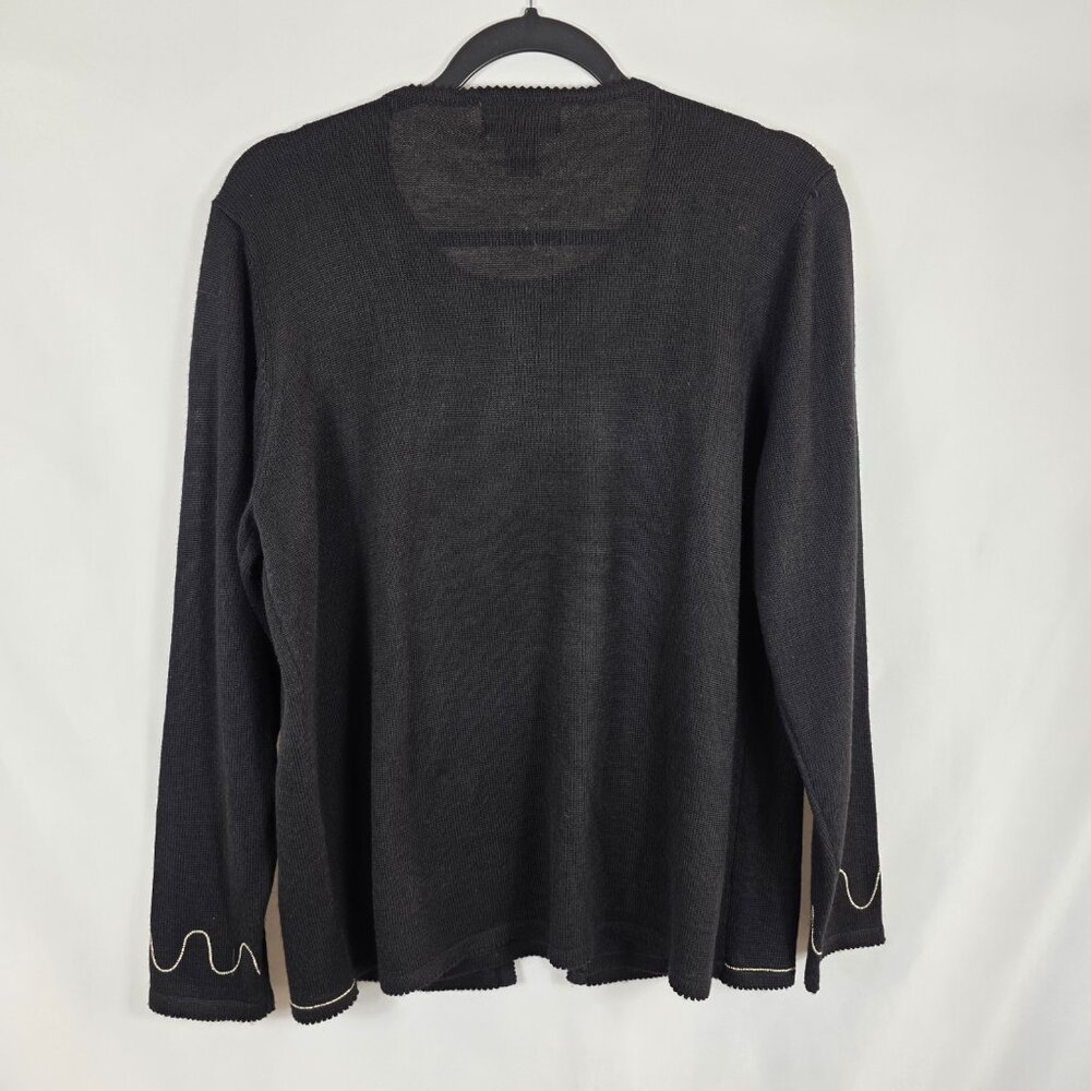 Alfred Dunner Black Wool Blend Cardigan Sweater & Shell Size Medium Embellished - Picture 11 of 13
